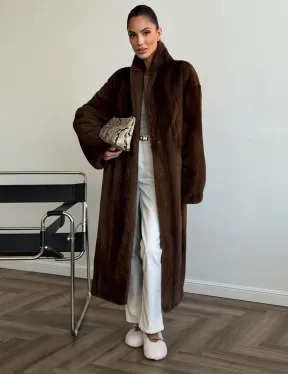 Шуба норковая в роспуск с меховым поясом