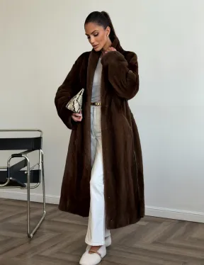 Шуба норковая в роспуск с меховым поясом