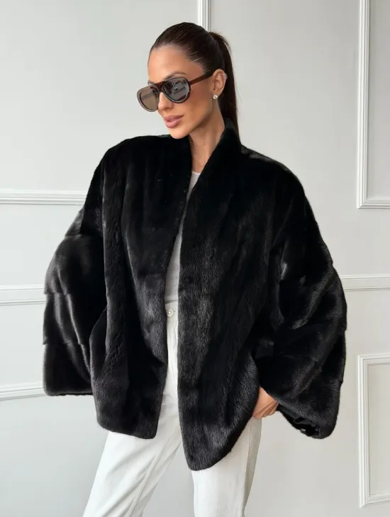 Куртка c V-образным воротом из норки SAGA FURS