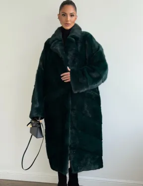 Зеленая норковая шуба - английский воротник