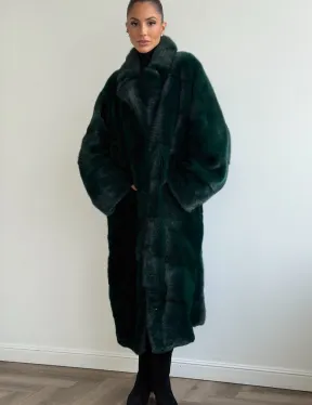 Зеленая норковая шуба - английский воротник