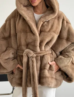 Норка пастель с капюшоном - летучая мышь