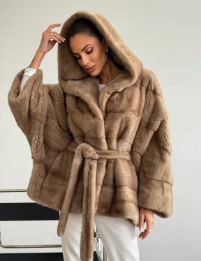 Норка пастель с капюшоном - летучая мышь