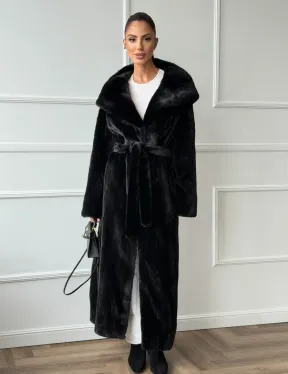 Чёрная норковая шуба модель «кимоно» с капюшоном кобра