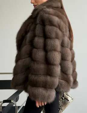 Шуба из куницы с английским воротником