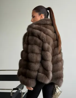 Шуба из куницы с английским воротником