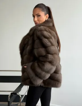 Шуба из куницы с английским воротником