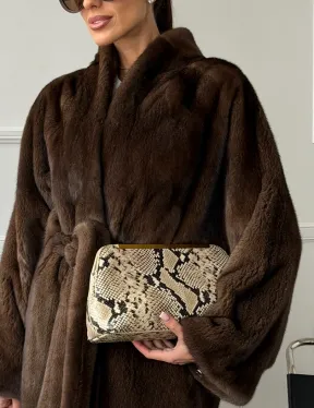 Норковый полушубок с меховым поясом - Летучая мышь