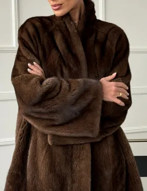 Норка жакет орех V-образный ворот