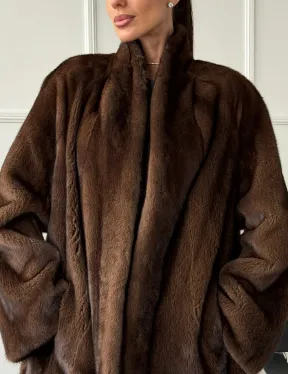 Норка жакет орех V-образный ворот