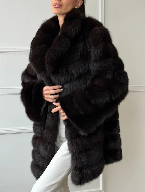 Шуба из куницы английский воротник