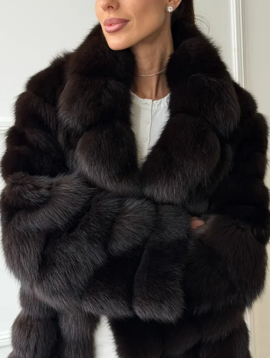 Шуба из куницы английский воротник