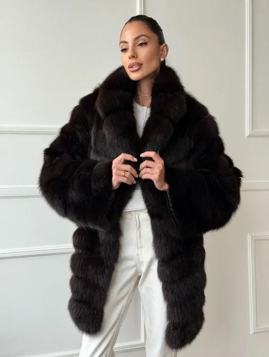 Шуба из куницы английский воротник