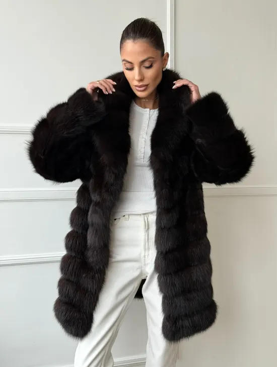 Шуба из куницы английский воротник