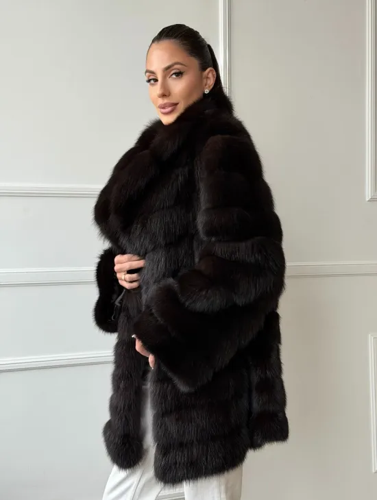 Шуба из куницы английский воротник