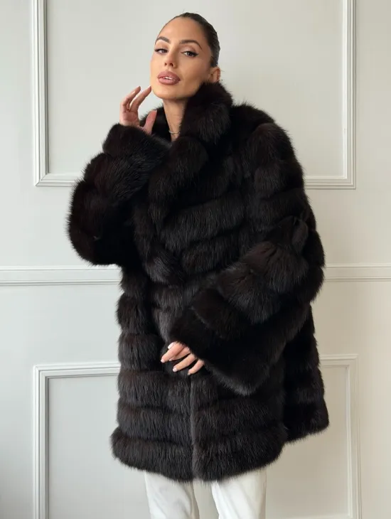 Шуба из куницы английский воротник