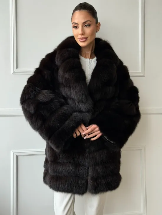 Шуба из куницы английский воротник