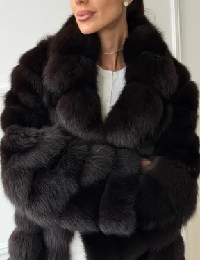 Шуба из куницы английский воротник