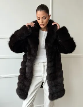 Шуба из куницы английский воротник