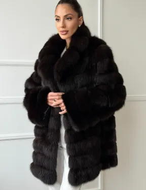 Шуба из куницы английский воротник