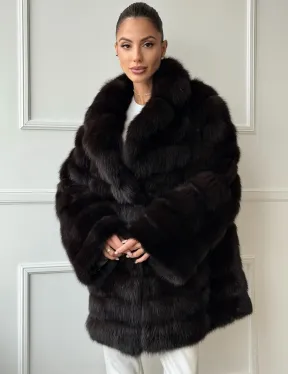 Шуба из куницы английский воротник