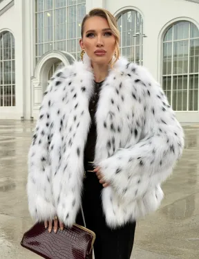 Шуба укороченная из арктической лисы под рысь