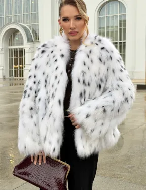 Шуба укороченная из арктической лисы под рысь