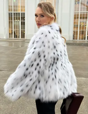 Шуба укороченная из арктической лисы под рысь