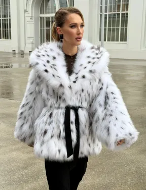 Шуба из лисьего меха под рысь с капюшоном