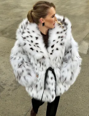 Шуба из лисьего меха под рысь с капюшоном
