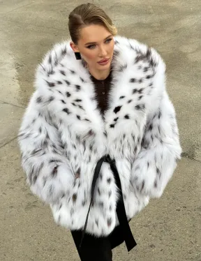 Шуба из лисьего меха под рысь с капюшоном