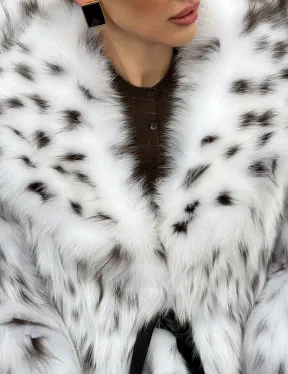 Шуба из лисьего меха под рысь с капюшоном