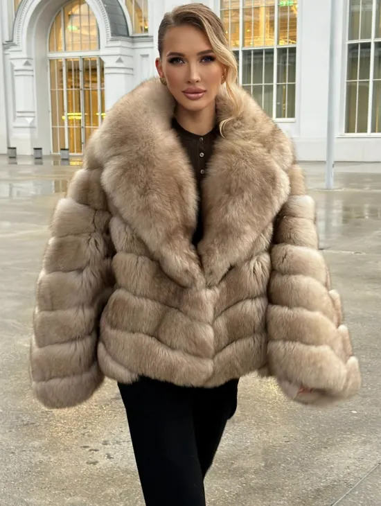 Шуба из песца под куницу