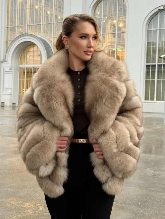 Шуба из песца под куницу