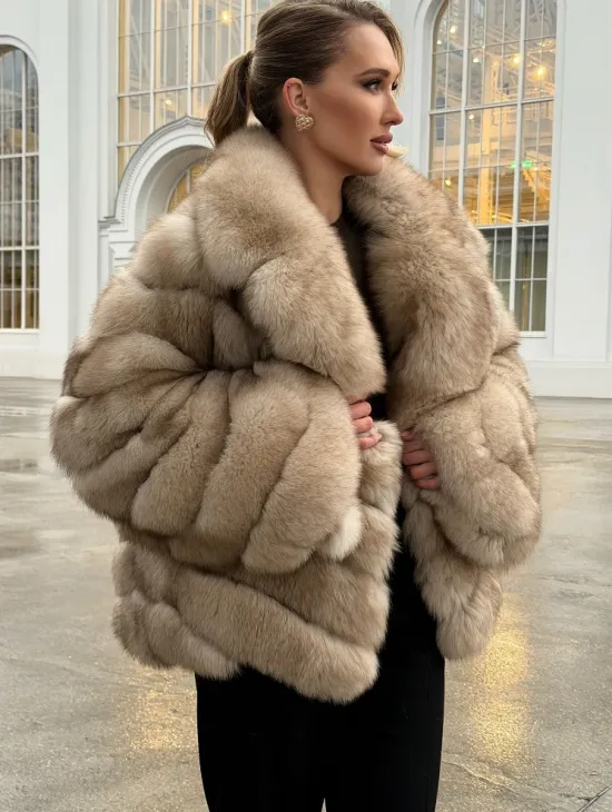 Шуба из песца под куницу