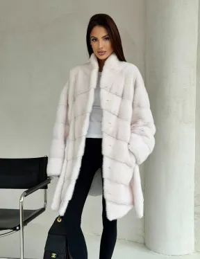 Белая шуба-кимоно, мех норка