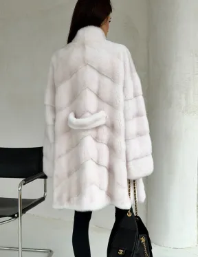 Белая шуба-кимоно, мех норка