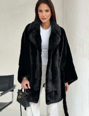 Черная норковая шуба - летучая мышь