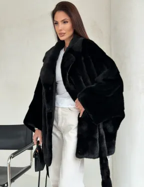 Черная норковая шуба - летучая мышь