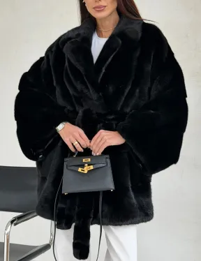 Черная норковая шуба - летучая мышь