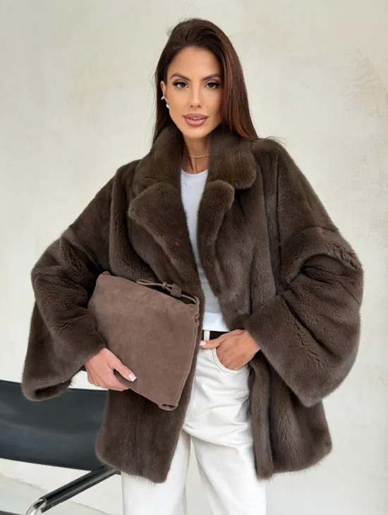 Меховой норковый жакет - английский воротник