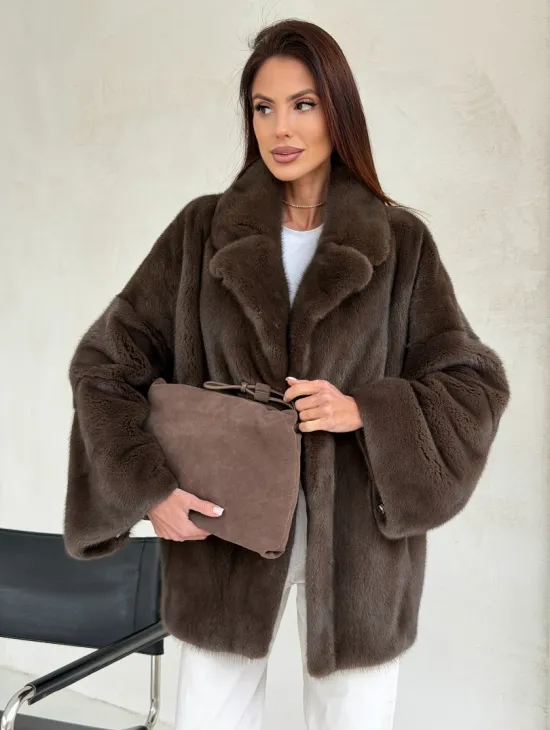 Меховой норковый жакет - английский воротник