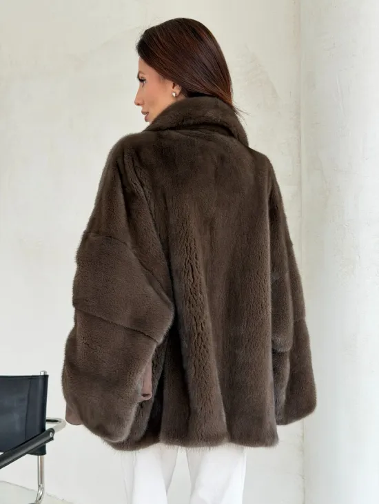 Меховой норковый жакет - английский воротник