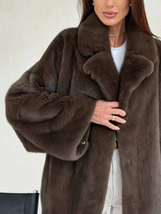 Меховой норковый жакет - английский воротник