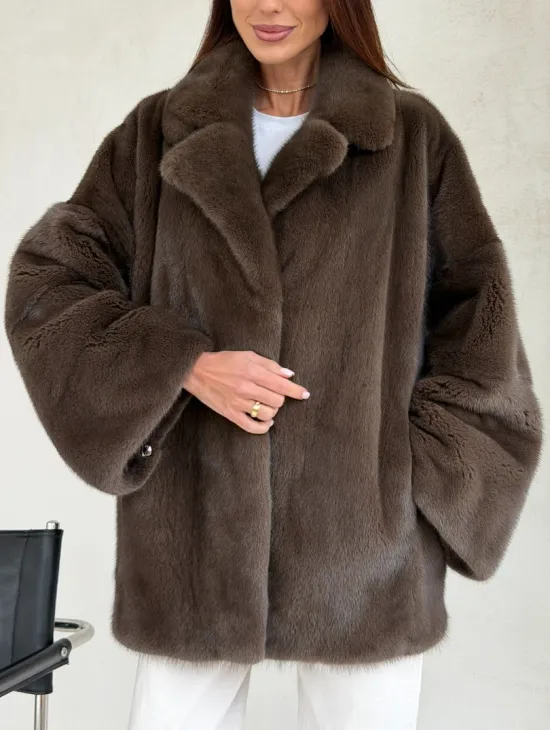 Меховой норковый жакет - английский воротник