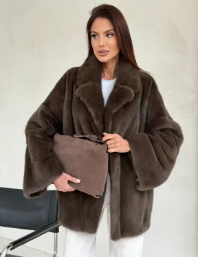 Меховой норковый жакет - английский воротник