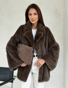 Меховой норковый жакет - английский воротник