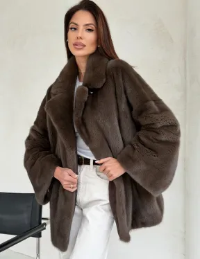 Меховой норковый жакет - английский воротник