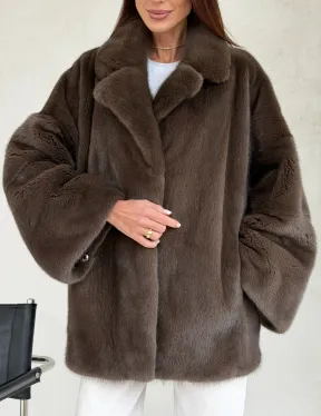 Меховой норковый жакет - английский воротник