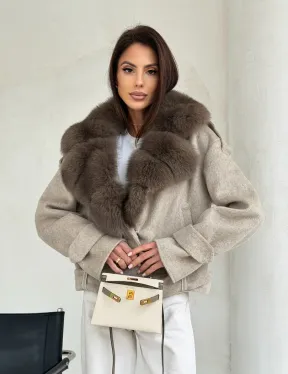 Куртка - пальто с мехом финского песца